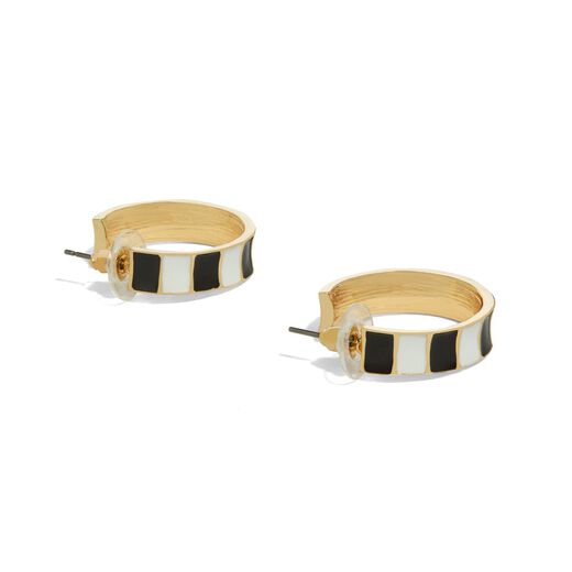 Black and white enamel hoop earrings